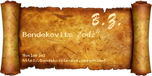 Bendekovits Zoé névjegykártya